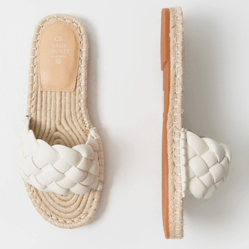Society Cream Braided Espadrille Sandals, 8.5
